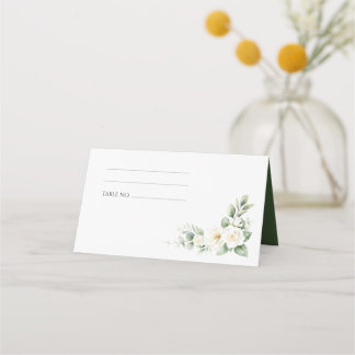 Elegant White Floral Wedding Place Card