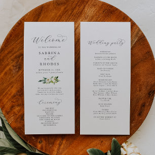 Elegant White Floral Wedding Program
