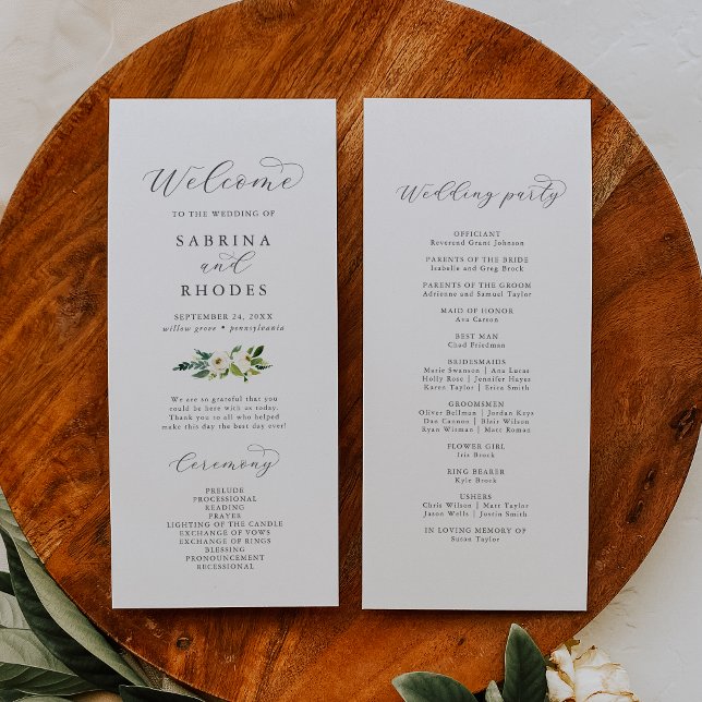 Elegant White Floral Wedding Program (Creator Uploaded)