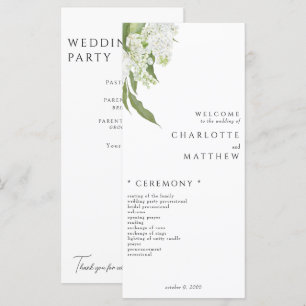 Elegant White Floral Wedding Program