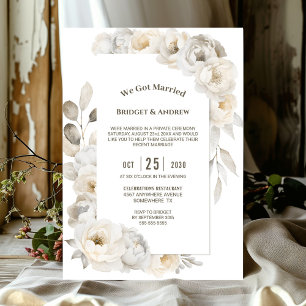 Elegant White Floral Wedding Reception Invitation