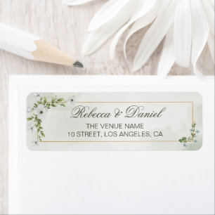 Elegant White Floral Wedding  Return Address Label