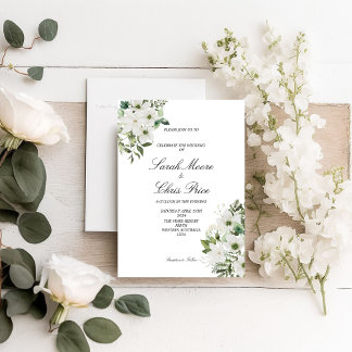 Elegant White Floral Wedding Save The Date