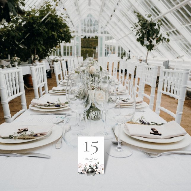 Elegant White Floral Wedding Table Number (Creator Uploaded)