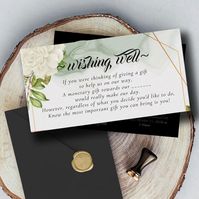 Elegant White Floral Wishing Well for Wedding Enclosure Card (Creator Uploaded)