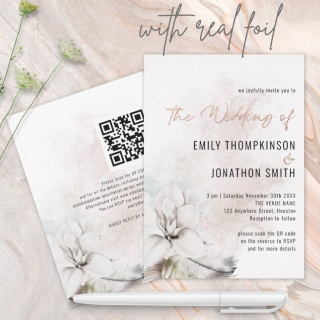 Elegant White Florals Watercolor QR Code Wedding  (Creator Uploaded)