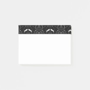 Elegant White Flourishes & Embellishments on Black Post-it Notes