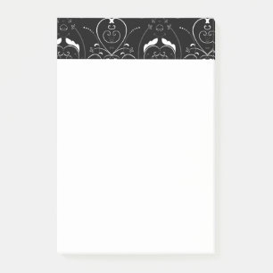 Elegant White Flourishes & Embellishments on Black Post-it Notes