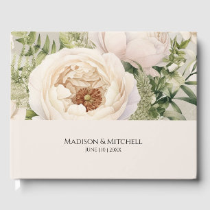 Elegant White Flower Bouquet Watercolor Guest Book