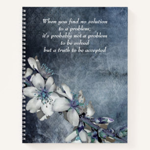 Elegant White Flower Inspirational Quote Writing Notebook
