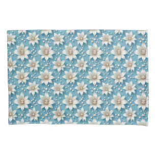 Elegant White Flower Pattern With Pearls Pillowcase