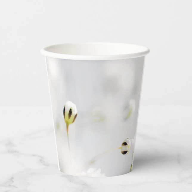 Elegant White Flower Print Paper cup (Front)