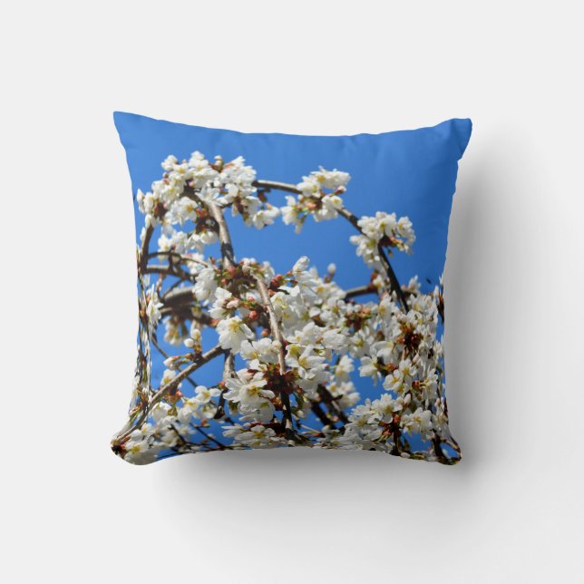 Elegant white flowering blossoms  cushion (Front)