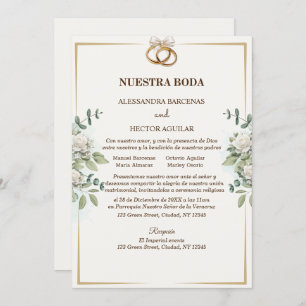 Elegant White Flowers and Greenery invitation