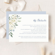 Elegant White Flowers Dusty Blue Wedding Details