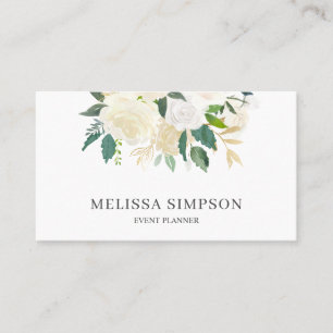Elegant White Flowers Greenery Appointment Card