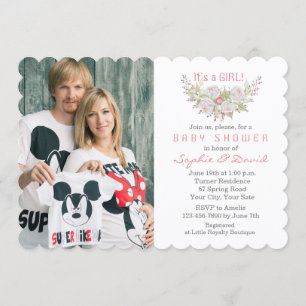 Elegant White Flowers Photo Baby Shower Invitation