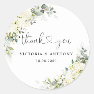 Elegant White Flowers Wedding Classic Round Sticker