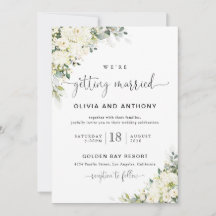 Elegant White Flowers Wedding Invitation