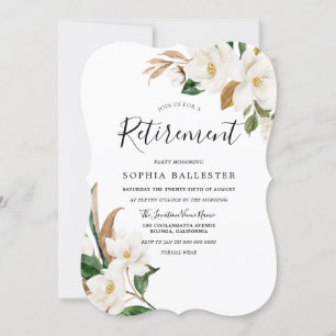 Elegant White Flowers Womans Retirement Party Invitation