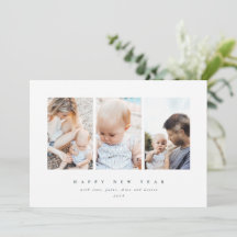 Elegant White Frame 3 Photo Happy New Year