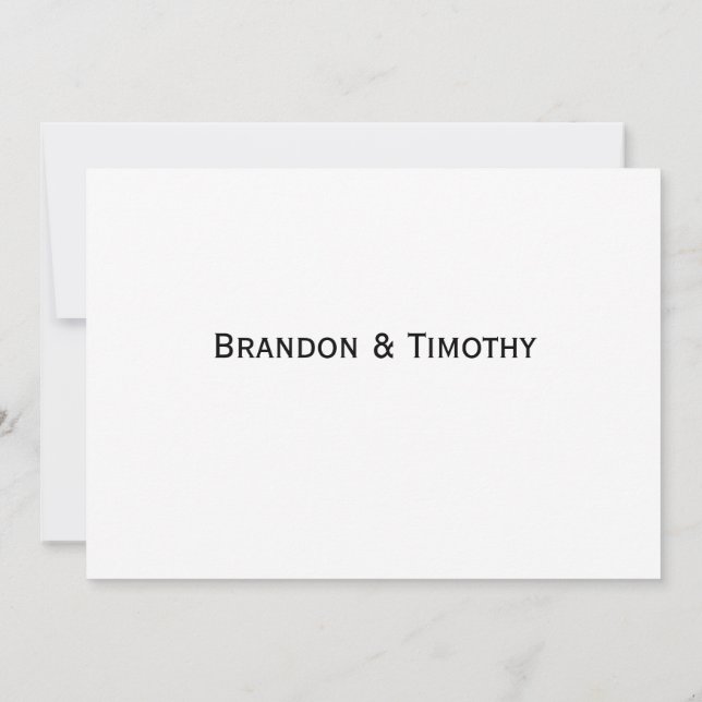 Elegant White Gay Wedding RSVP Card (Back)