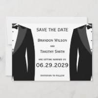 Elegant White Gay Wedding Save The Date Cards