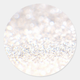 Elegant White Glitter Classic Round Sticker
