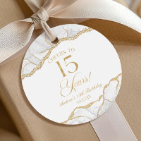 Elegant White Gold Agate 15th Birthday Party