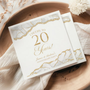 Elegant White Gold Agate 20th Anniversary Party Napkin
