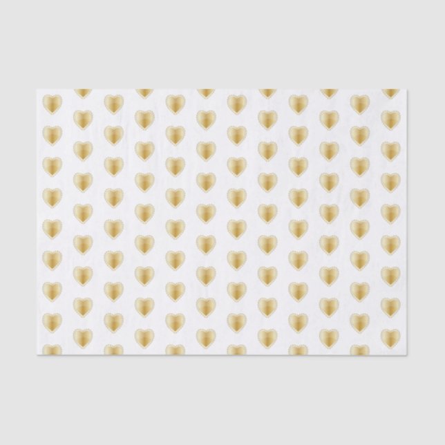 Elegant White Gold and Diamond Hearts Tissue Paper (Front)