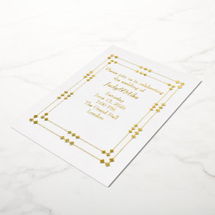 Elegant White & Gold Art Deco Foil Invitation
