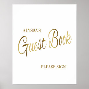 Elegant White Gold Baby Shower Guestbook