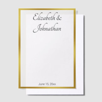 Elegant White Gold Black Script Names Bride Groom Vellum Invitations