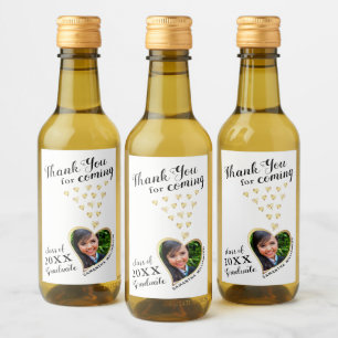 Elegant White Gold Black Thank You 2025 Graduation Wine Label