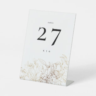 Elegant White Gold Botanical Monogram Wedding Pedestal Sign