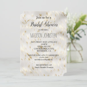 Elegant White Gold Bridal Shower Invitation
