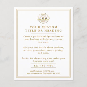 Elegant White & Gold Business Logo Promotional Flyer