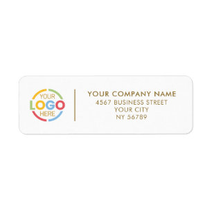 Elegant White & Gold Business Logo Return Address Label