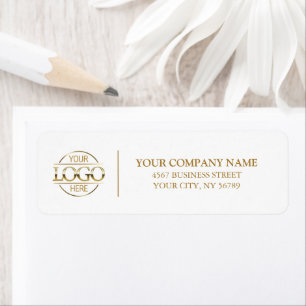 Elegant White Gold Business Logo Return Address Label