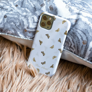 Elegant White Gold Butterflies iPhone 15 Mini Case