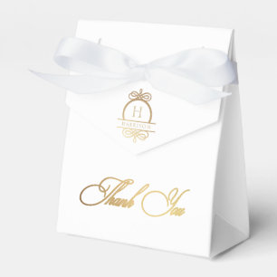Elegant White Gold Calligraphy Thank You Favour Bo Box
