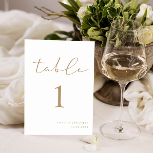 Elegant White Gold Champagne Wedding Table Number (Creator Uploaded)