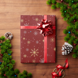 Elegant White Gold Christmas Snowflakes Wrapping P Paper