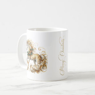 Elegant White & Gold Christmas Unicorn Coffee Mug