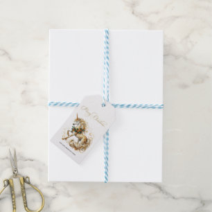 Elegant White & Gold Christmas Unicorn Gift Tags