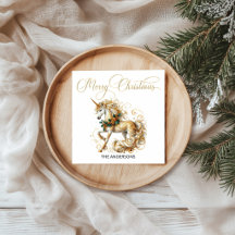 Elegant White & Gold Christmas Unicorn