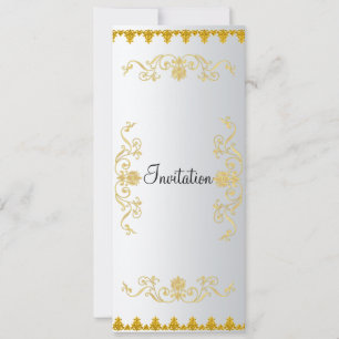 Elegant White Gold colour Invitation