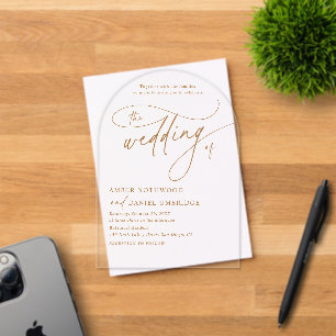 Elegant White Gold Floral Arch Wedding Acrylic Invitations
