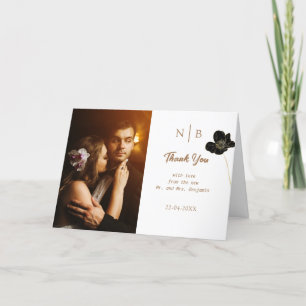 Elegant White & Gold Floral Folded Thank You Card